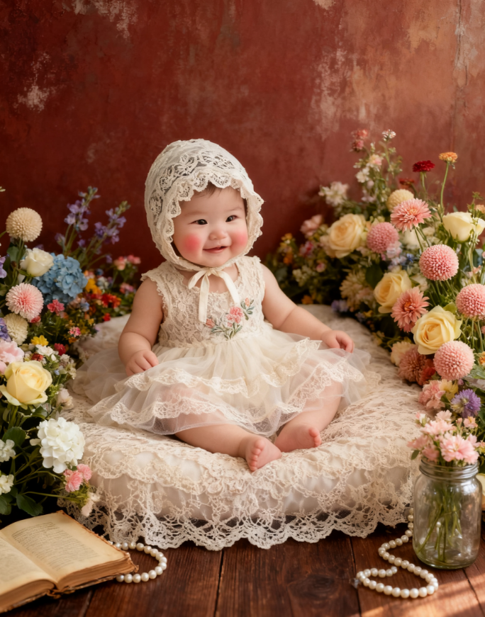 Smiling Baby in the Lace & Flower Realm